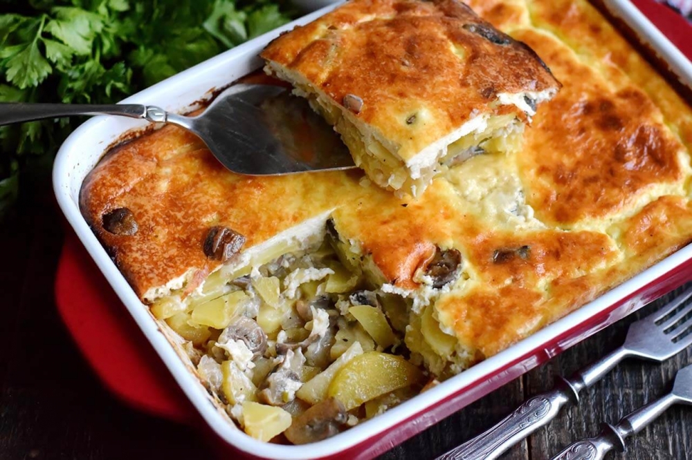 Картофельная запеканка с грибами